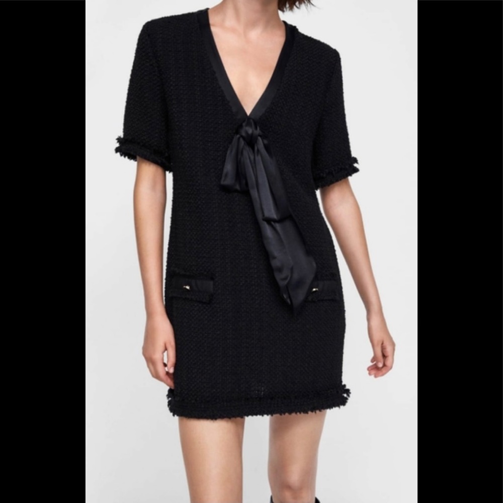 Zara tweed dress with bow